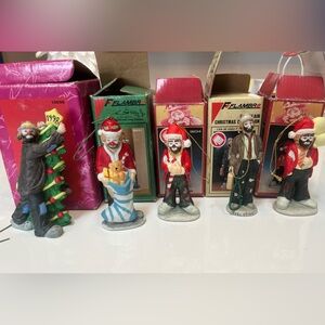 Original Emmett Kelly Signed Holiday Figurines.